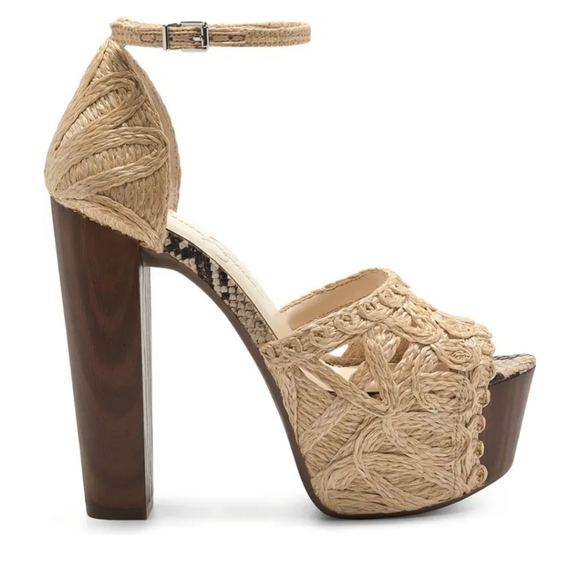 Jessica Simpson Shoes - Jessica Simpson Dessie Platform Woven Straw Sandal High Heels